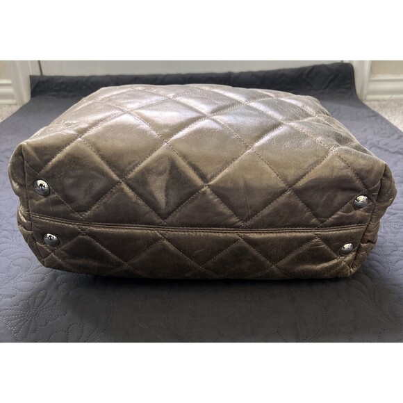 Michael Kors Quilted Lamb Leather Shoulder Handbag Gold Lame 2 Way Chain Strap - Picture 8 of 15